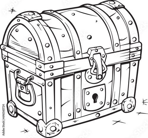 Colouring page for kids toddler and toddlers, minimal cute treasure illustration one thick single outline drawing artwork