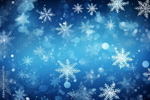 Abstract blue background with snowflakes and crystals, representing winter. Generative AI © Dante