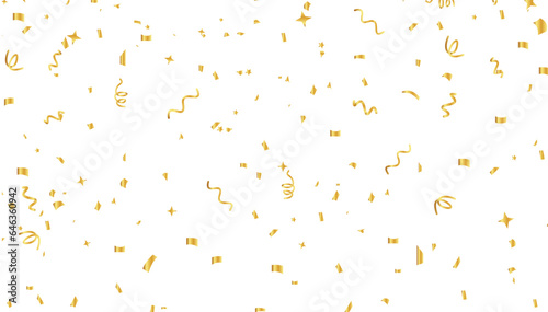  Falling golden confetti isolated on transparent background.