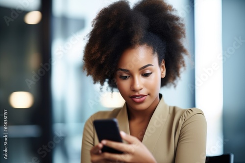 shot of a young woman using her cellphone in the office