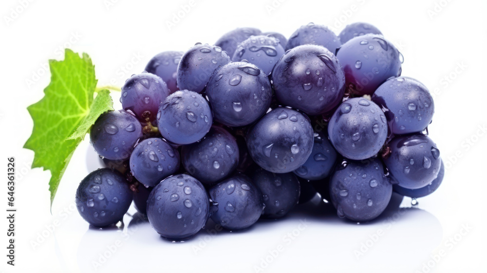 Isolated Blue Grapes Bunch on White Background Isolated Blue Grapes Bunch on White Background