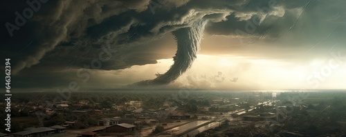 Tornado photo realistic illustration - Generative AI.