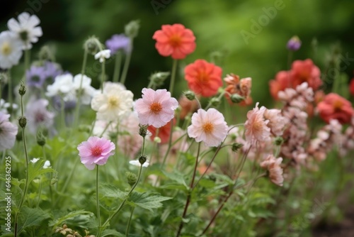 closeup of a group of pretty flowers growing in nature © altitudevisual