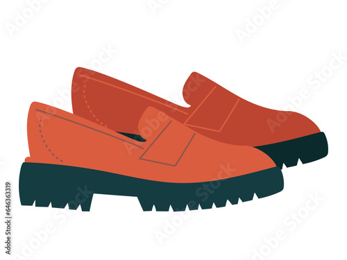 Classic oxford style shoes. Hand drawn isolated vector illustration in flat style
