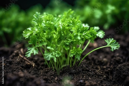 closeup of a green plant growing in soil