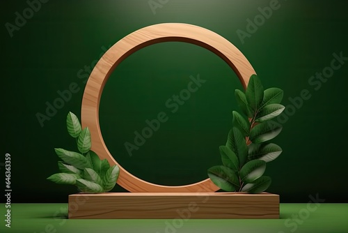 photo podium mockup display for product presentation with tropical palm leaves 3d rendering