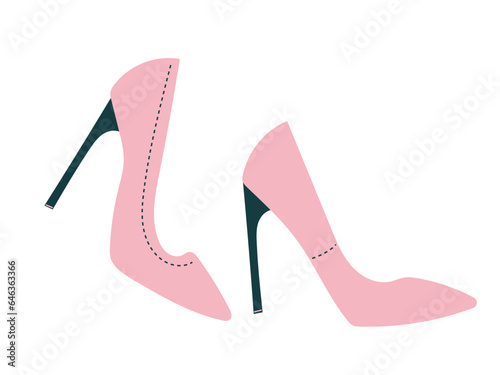 Women's high heel shoes. Isolated vector illustration in flat design