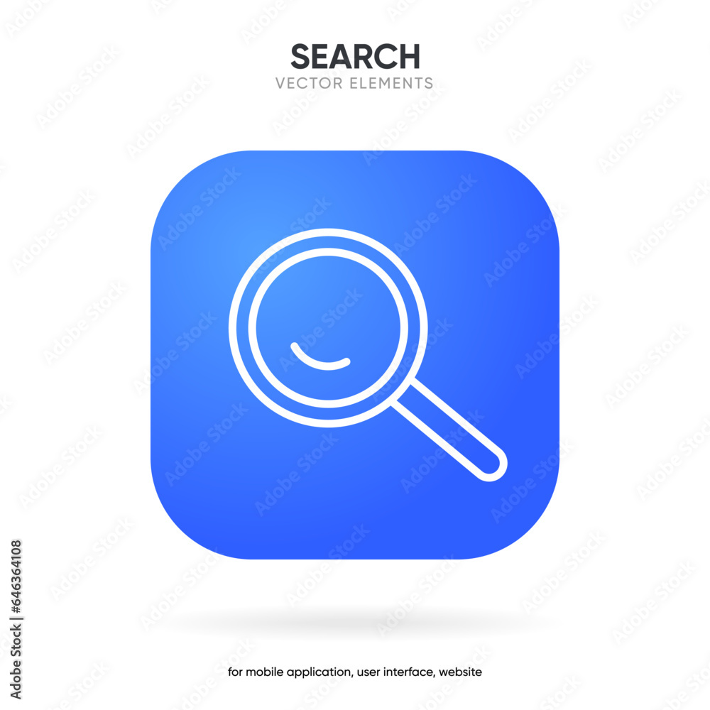 Magnifying or search icon. Rounded search symbol. Research icon for social media, mobile app, website, search engine, UI, operating system.
