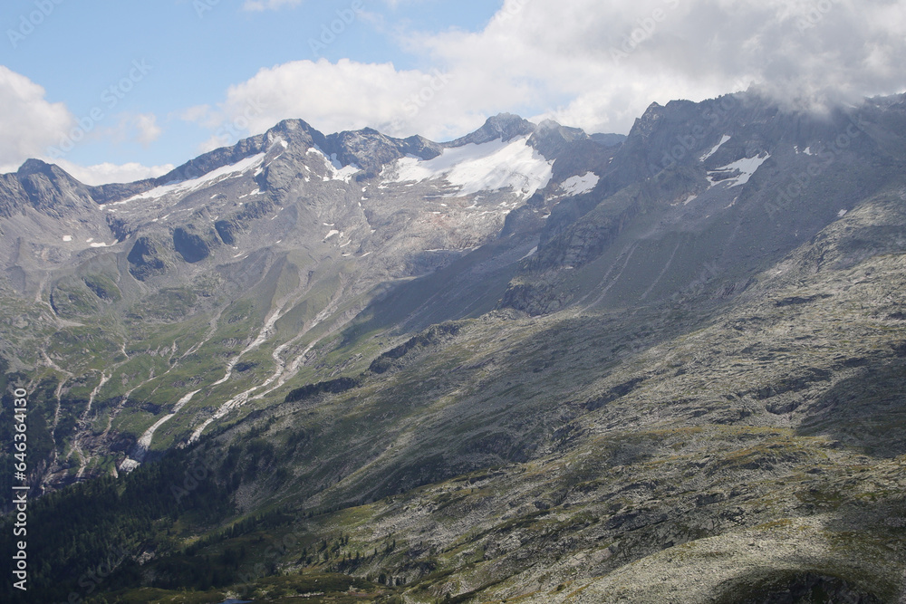 Panorama opening from Kreuzkogel mountain, Grossarltal, Austria