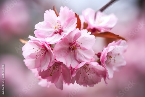 closeup of a beautiful pink cherry blossom tree in spring