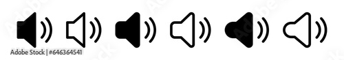 Audio speaker volume icon set. web video sound icons audio voice symbol for media music app - Sound volume level icon, Adjustment settings slider icon