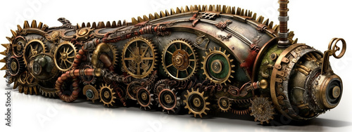 floral, vintage background, caterpillar, products, enginer, generative, ai, steampunk, clockwork, brooc, metal, photo