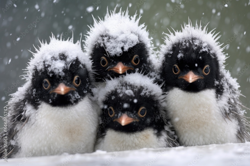 a group of penguins huddled together in a snow blizzard a group of penguins huddled together in a snow blizzard