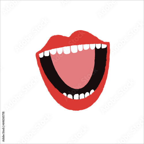 illustration open mouth of woman cartoon style vector