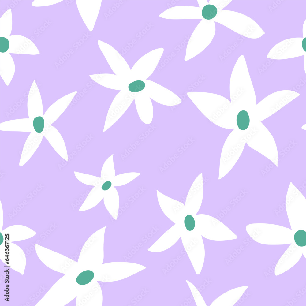 Seamless minimal floral pattern in pastel colors. Vector botanical texture.