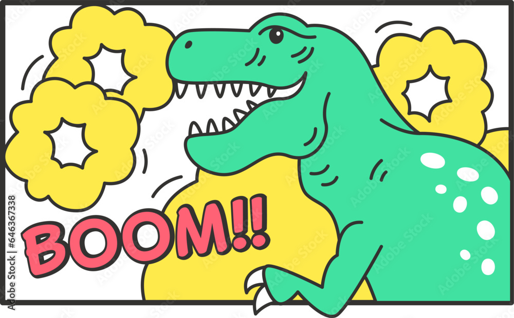 Obraz premium Tyrannosaurus Pop Comic Sticker