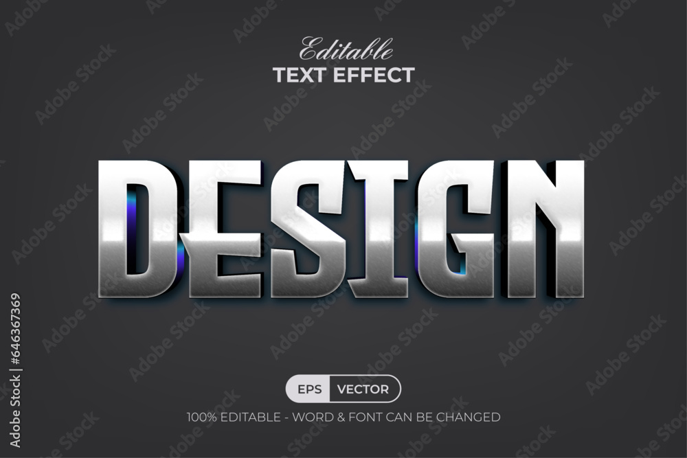 Design Text Effect 3D Silver Style. Editable Text Effect Metal Style