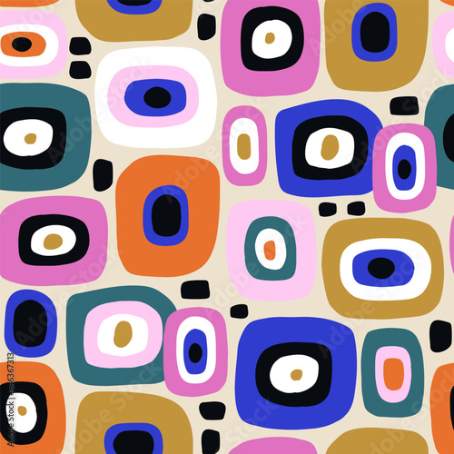 Seamless vector geometric pattern. Retro style surface texture. 60s, 70s abstract design vector background