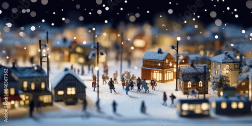 Silvery, snowy Christmas town. photo