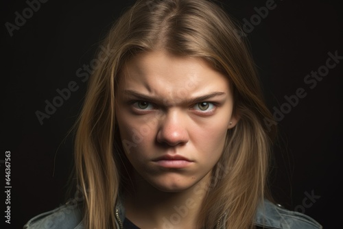 a young woman looking at you directly with an angry expression