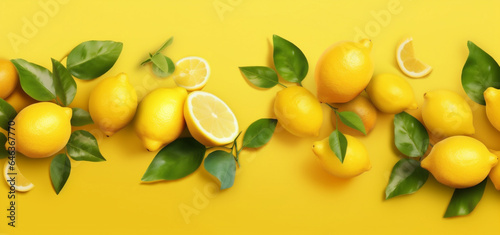 natural healthy food fruit lemon leaf summer yellow juicy background fresh. Generative AI.