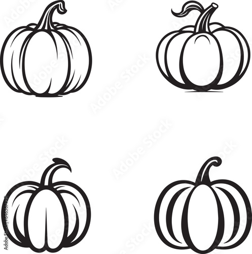 pumpkin vegetable silhouette set