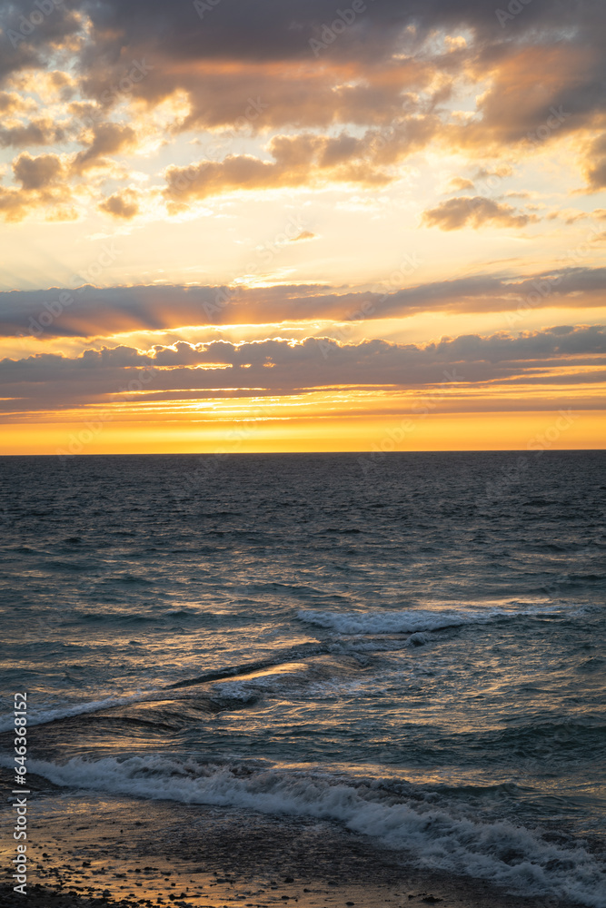 Beautiful sunset from the Whales Lighthouse (Phare des Baleines) on Île de Ré in France