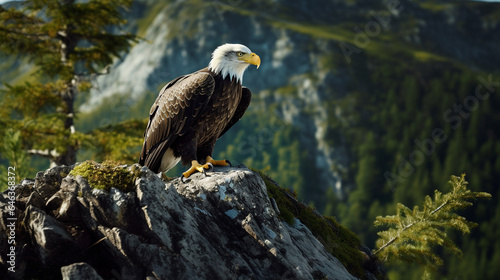 Majestic White-headed Eagle in Mountain Solitude © Luuk