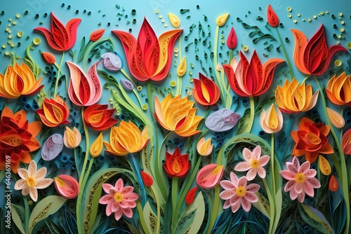 Spring Tulips Paper Art #646369169