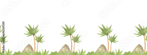 illustration with dinosaurs drawn in watercolor, picture of prehistoric creatures hand drawn