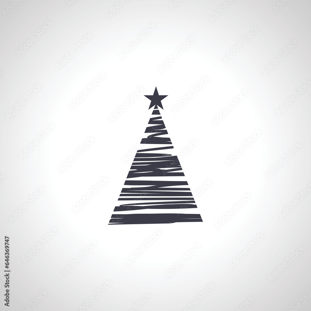 Christmas tree silhouette isolated icon on white background