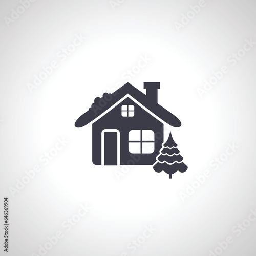 Christmas house isolated icon on white background