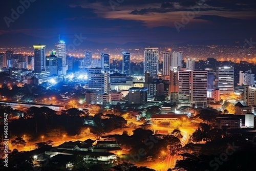 Night view of Curitiba's cityscape. Generative AI