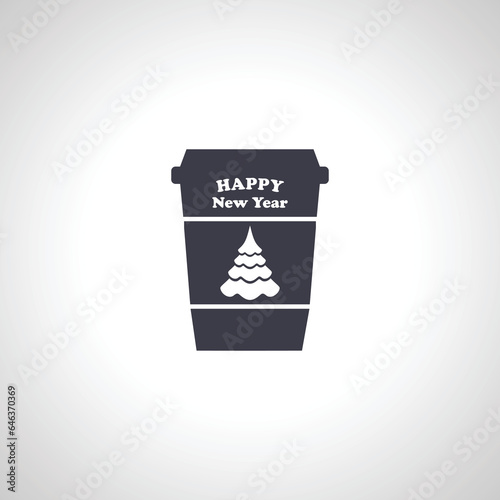 christmas hot cup isolated icon on white background