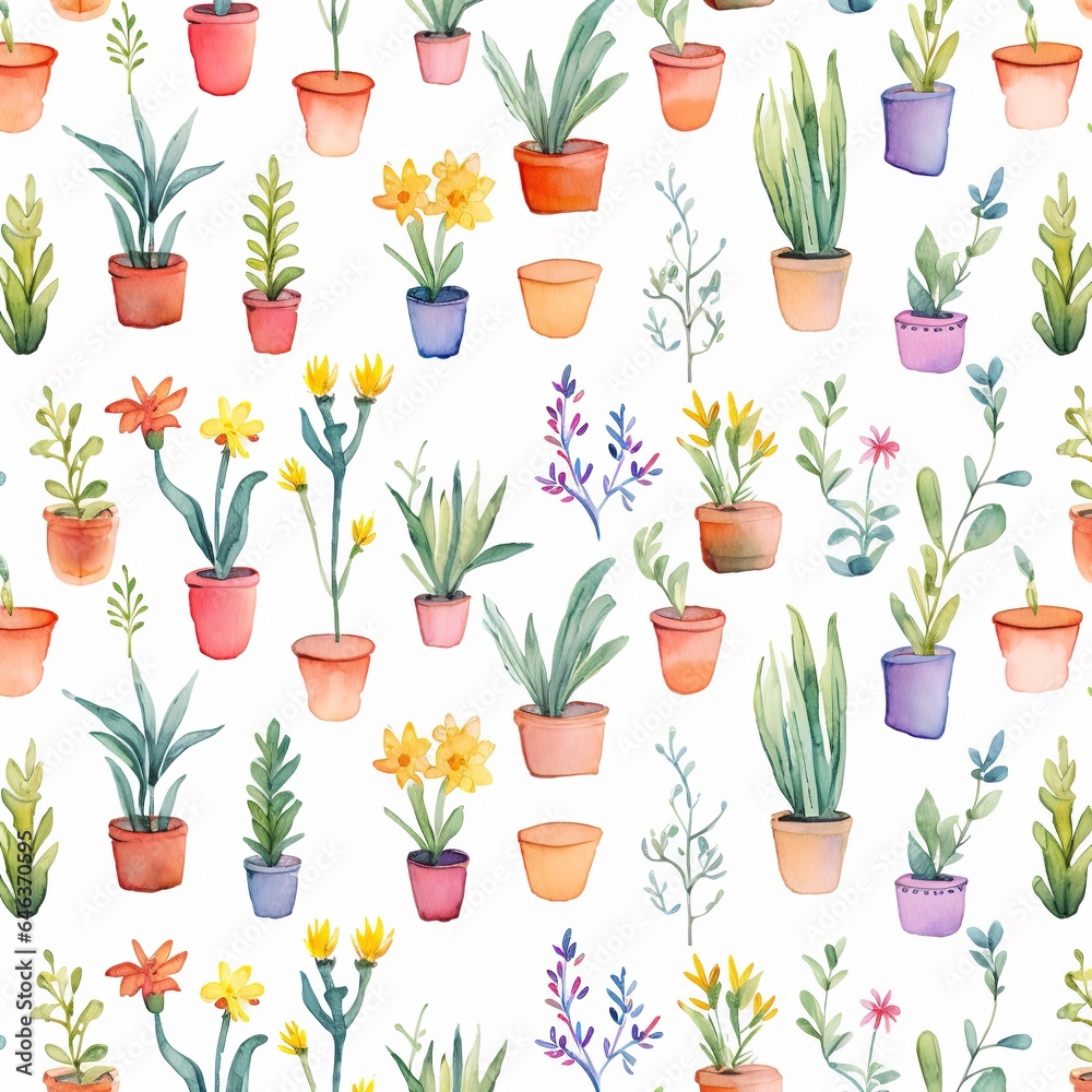 Watercolor Plants Pattern Watercolor Plants Pattern