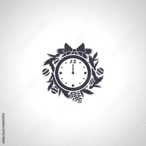 Clock face 12 o'clock icon. happy new year isolated icon on white background