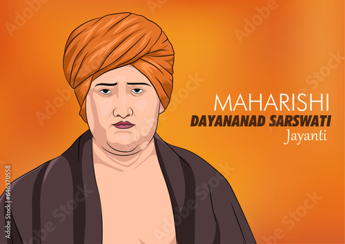 Vector illustration poster of Maharshi Dayanand Saraswati jayanti Indian philosopher. maharshi dayanand saraswati jayanti, dayanand saraswati jayanti, swami dayanand saraswati jayanti, swami dayananda photo