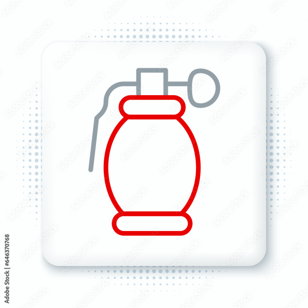 Obraz premium Line Hand grenade icon isolated on white background. Bomb explosion. Colorful outline concept. Vector