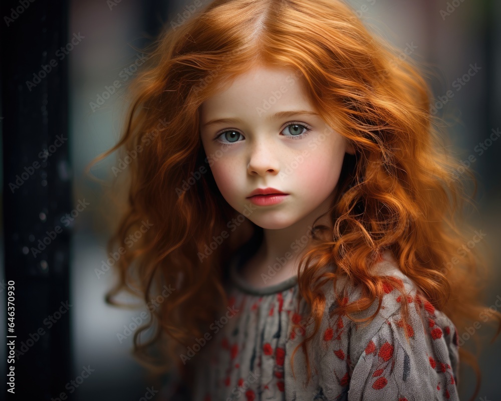 portrait of a beautiful red-haired girl with freckles