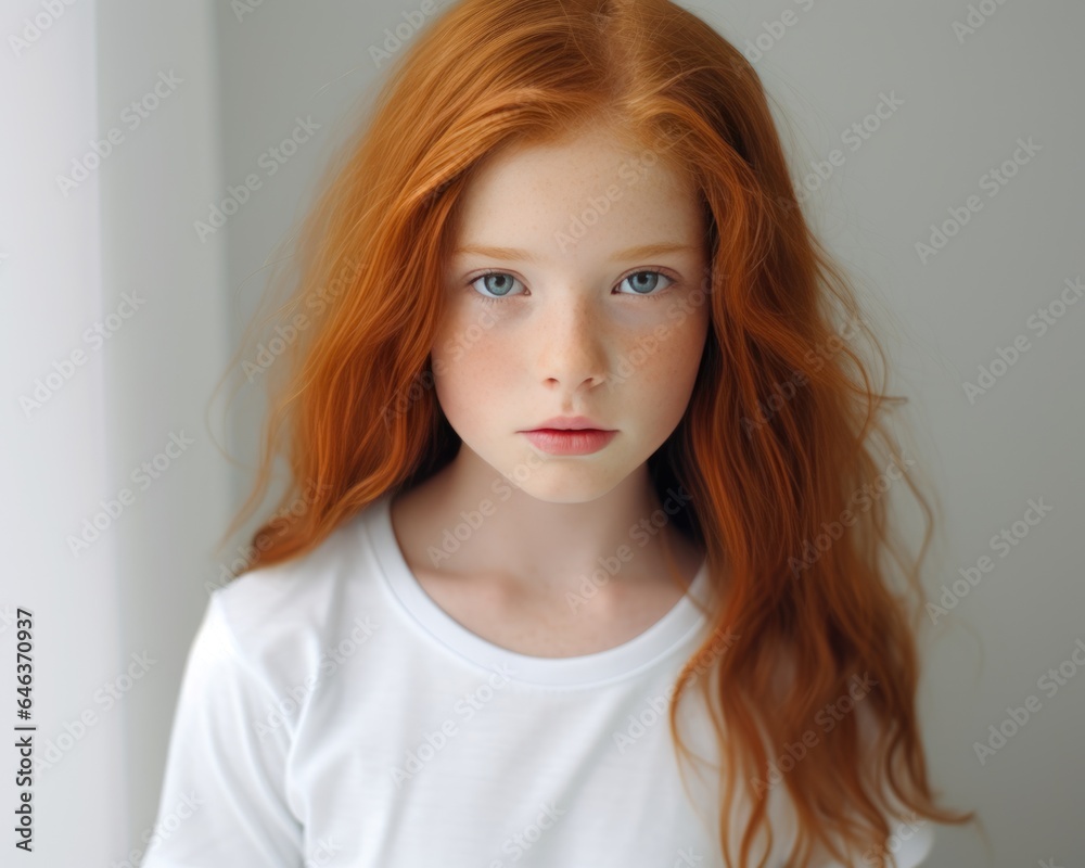 Portrait of a red-haired girl with freckles. Portrait of a red-haired girl with freckles.