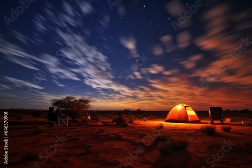 night camping in the desert in South Australia. Generative AI