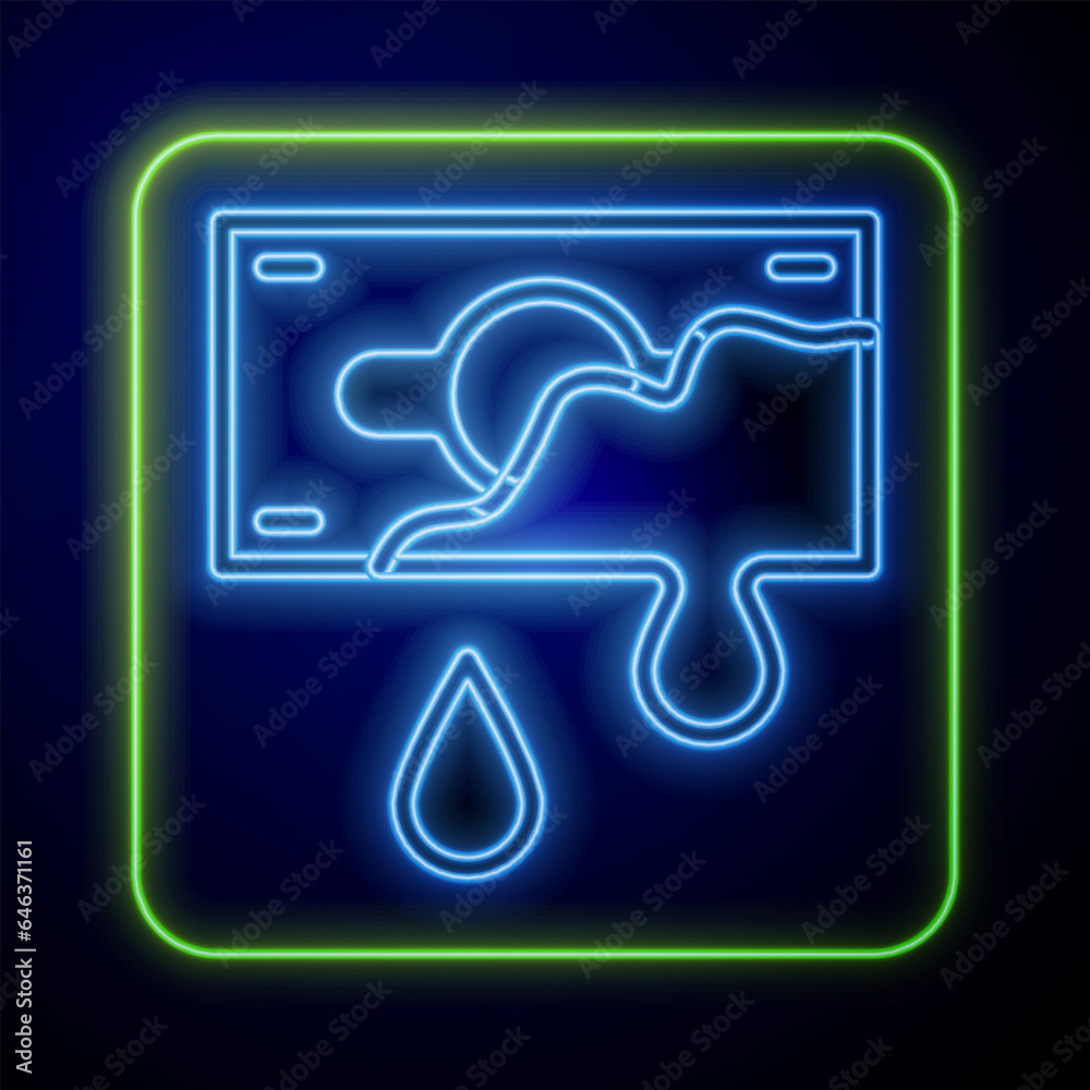 Glowing neon Bloody money icon isolated on blue background. Vector Glowing neon Bloody money icon isolated on blue background. Vector