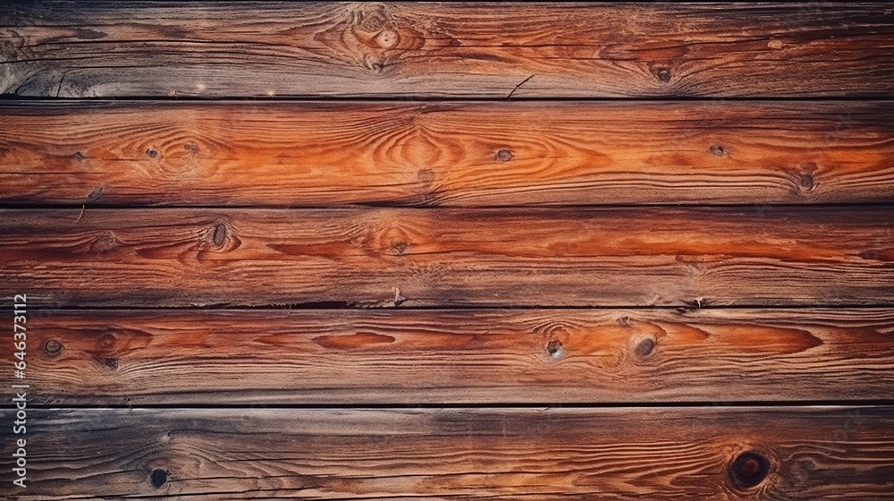 Naklejka premium Overhead view of old dark brown wooden table, Wood texture background. Top view of vintage wooden table with cracks 