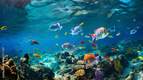 Crystal Clear Ocean with Colourful Fish and Coral Reef © Luuk