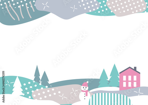 北欧風　冬景色の背景素材