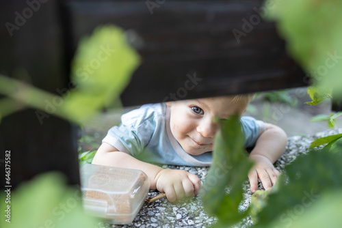Close up portrait of a cute baby boy