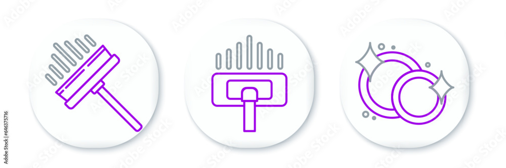 Set line Washing dishes, Squeegee, scraper, wiper and Vacuum cleaner icon. Vector Set line Washing dishes, Squeegee, scraper, wiper and Vacuum cleaner icon. Vector