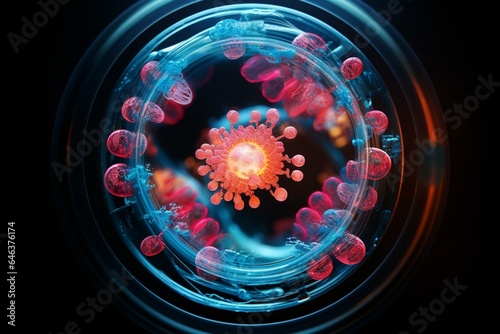 fusion of plasmid and gene fragment creates gene-containing plasmid. Generative AI photo