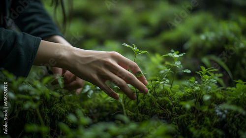 Planting a Green Garden - Hand Cultivating Lush Vegetation © Luuk