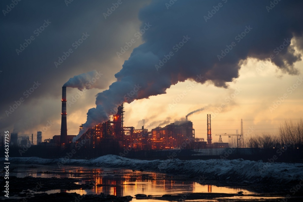 Factory emissions darken skies, industrial district battles escalating air pollution